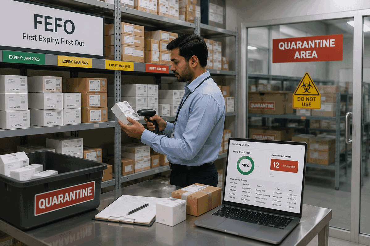 Healthcare and pharma batch expiry QC traceability and compliance capabilities